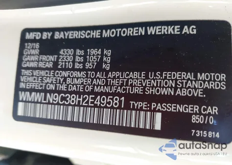 2017 Mini Clubman Cooper S from USA, damaged, VIN WMWLN9C38H2E49581